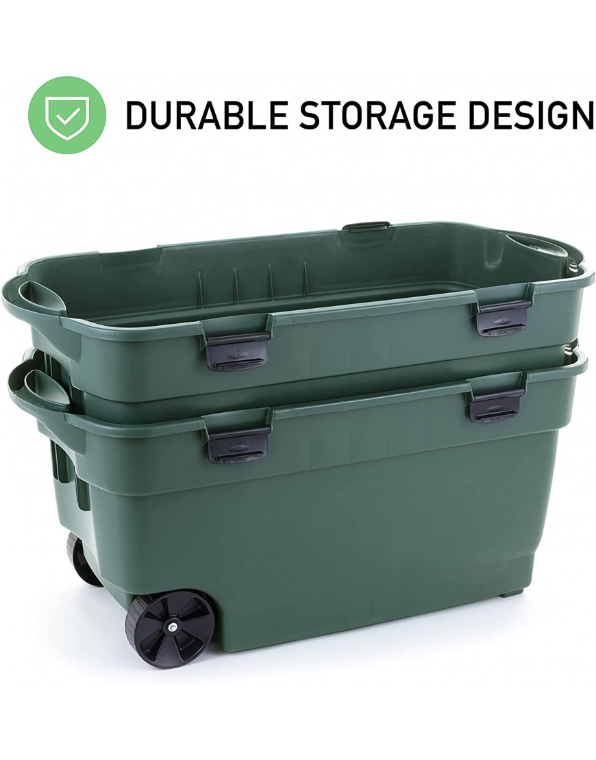 Rubbermaid ECOSense Wheeled Storage Totes 40 Gal Pack of 2 Durable and Reusable Storage Bins with Latching Lids for Garage or Home Organization Made From Recycled Materials
