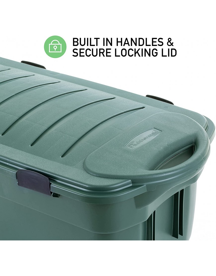 Rubbermaid ECOSense Wheeled Storage Totes 40 Gal Pack of 2 Durable and Reusable Storage Bins with Latching Lids for Garage or Home Organization Made From Recycled Materials