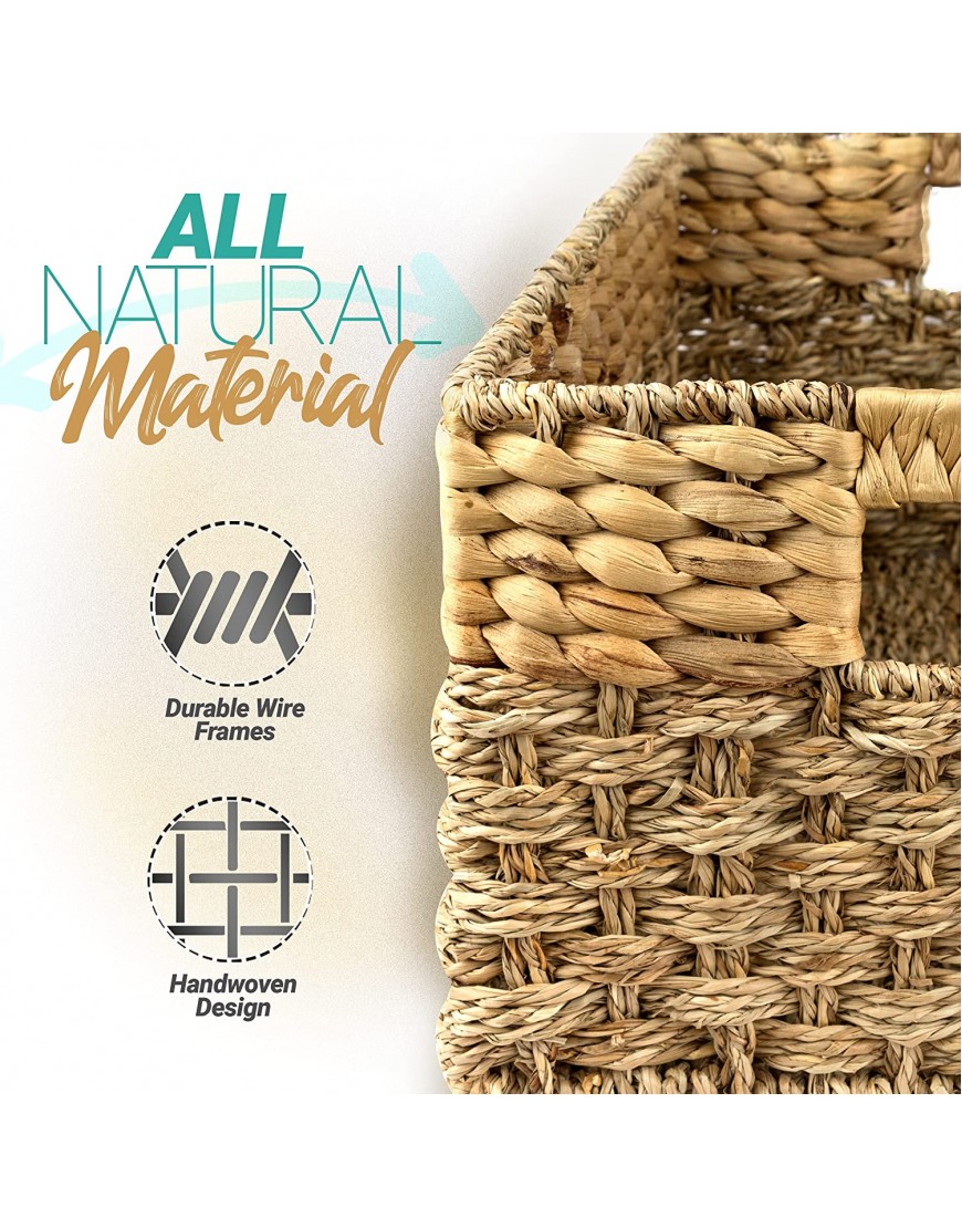 Rustic Home Resources Storage Basket Wicker Baskets for Organizing Large Woven Basket 1x Large Wicker Basket. Water Hyacinth and Seagrass Baskets Rectangular Baskets for Shelves Baskets for Organizing Woven Baskets for Storage Plant Basket Bedroom Storage
