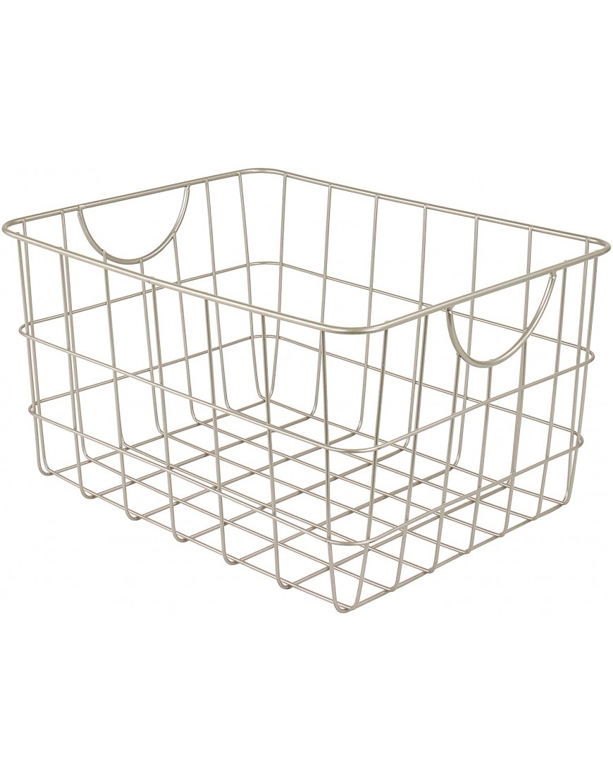 Spectrum Diversified Utility Basket Sturdy Steel Wire Storage Solution Curved Easy Grab Handles Decorative Organization for Toys Pet Supplies Clothing Pantry & More Satin Nickel