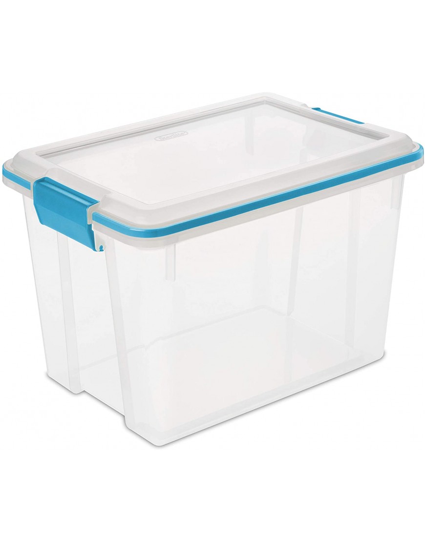 Sterilite 19324306 20 Quart 19 Liter Gasket Box Clear with Blue Aquarium Latches and Gasket 6-Pack