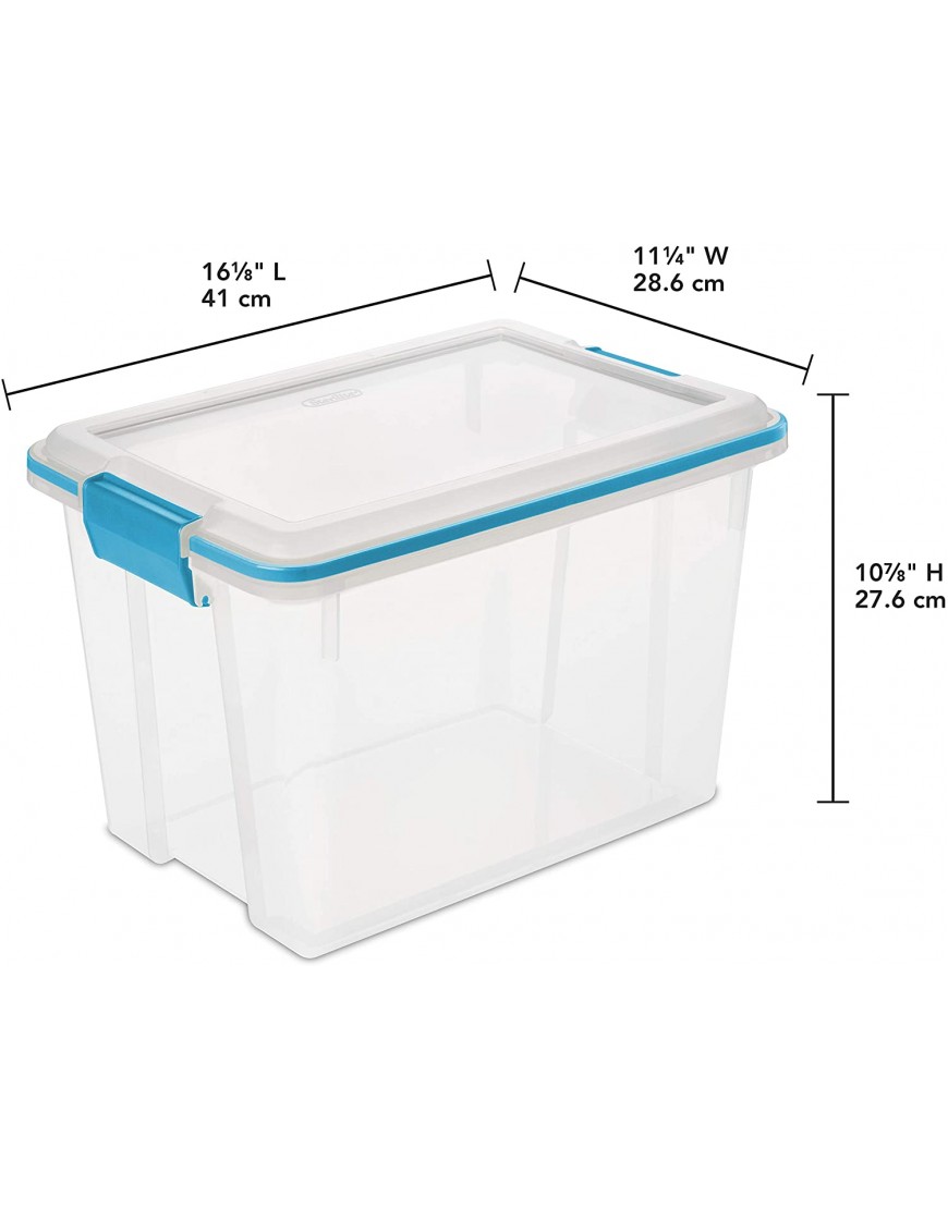 Sterilite 19324306 20 Quart 19 Liter Gasket Box Clear with Blue Aquarium Latches and Gasket 6-Pack