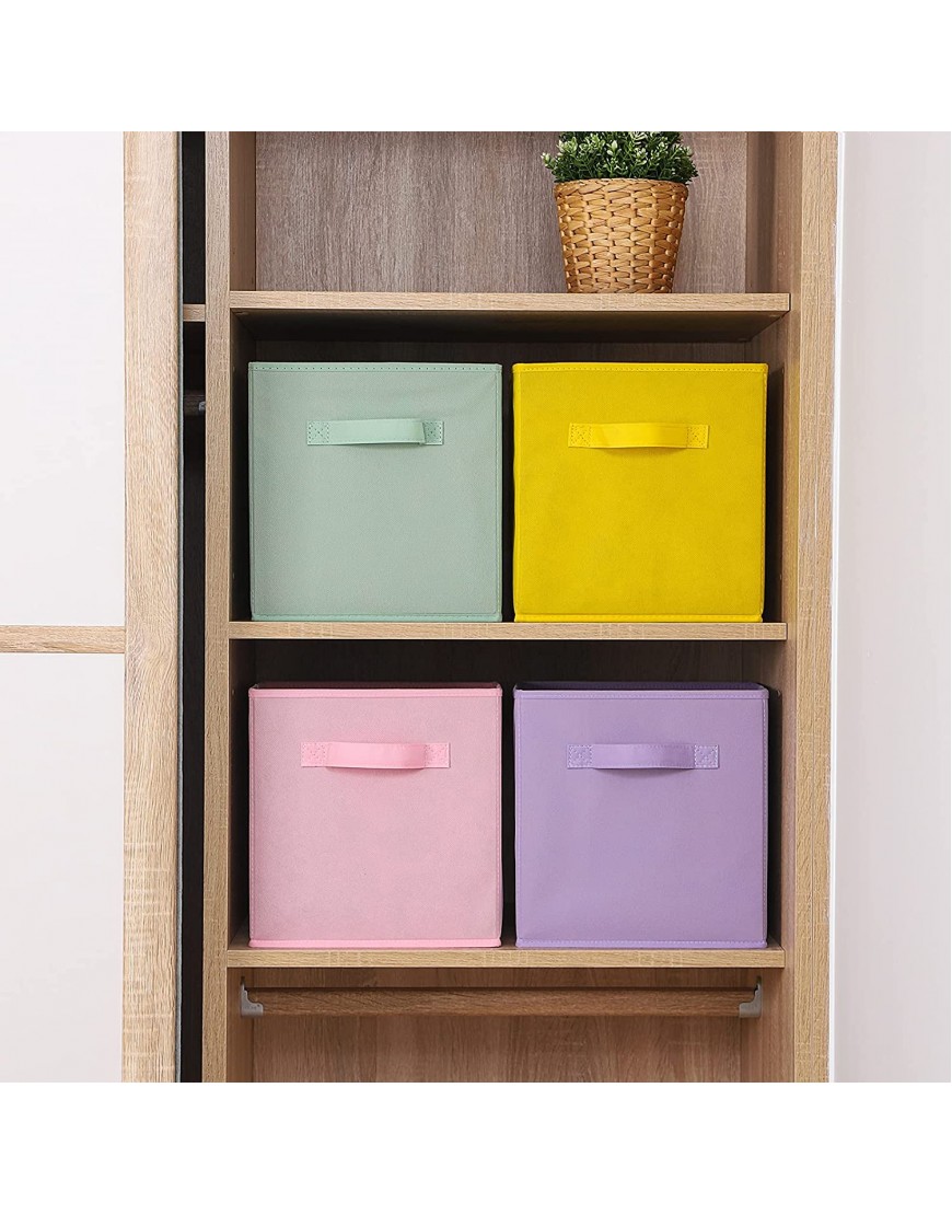 Stero Fabric Storage Bins 6 Pack Fun Colored Durable Storage Cubes with Handles Foldable Cube Baskets for Home Kids Room Closet and Toys Organization Cyan Green Yellow Purple Pink and Peachpuff