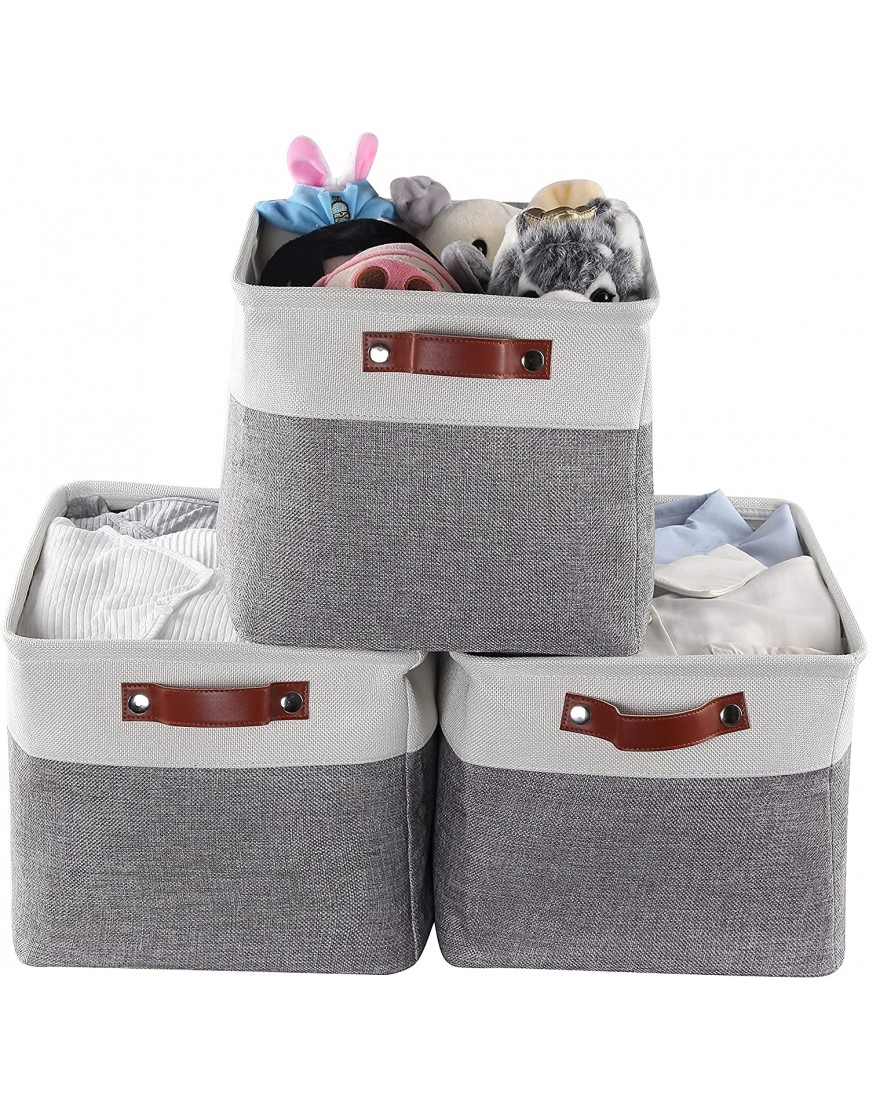 Storage Baskets for Shelves Closet Storage Bins for Organization Fabric Bins Cube W Handles for Organizing Shelf Nursery Home Closet Large 3 Pack