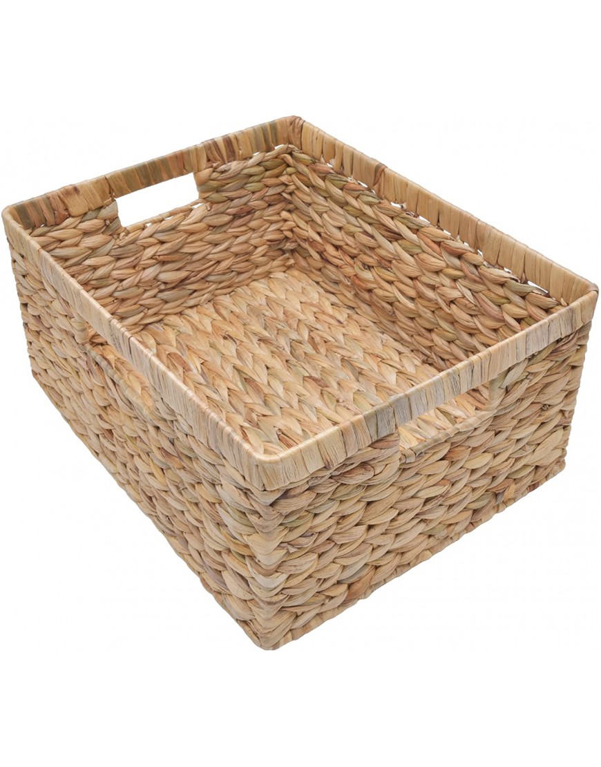 StorageWorks Jumbo Rectangular Wicker Basket Water Hyacinth Storage Basket with Built-in Handles 16 ¾ x 13 ¼ x 7 ¾ inches