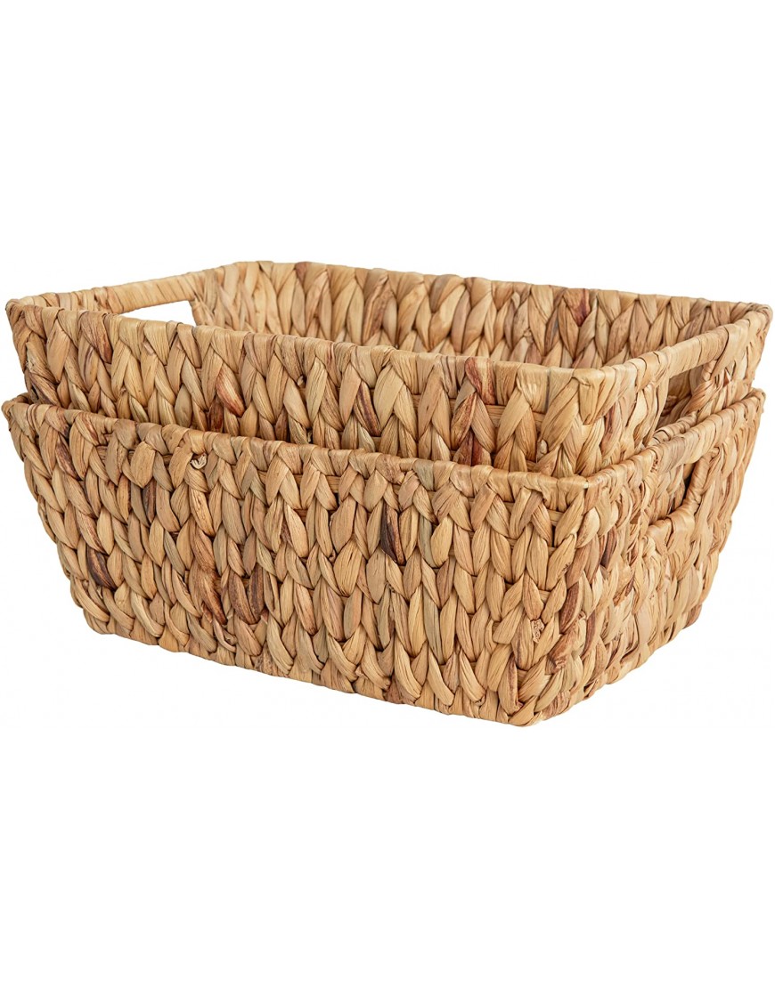 StorageWorks Water Hyacinth Storage Baskets Large Wicker Baskets with Built-in Handles 15 x 11 ½ x 6 inches 2-Pack