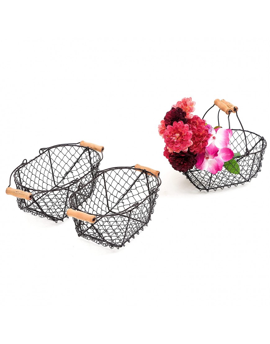 Trademark Innovations 10 Oval Wire Basket with Wooden Handles Vintage Style Set of 3