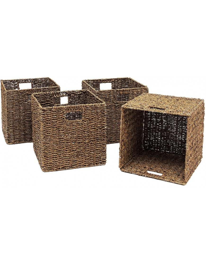 Trademark Innovations Foldable Storage Basket 12L x 12W x 12H Brown 4 Pack