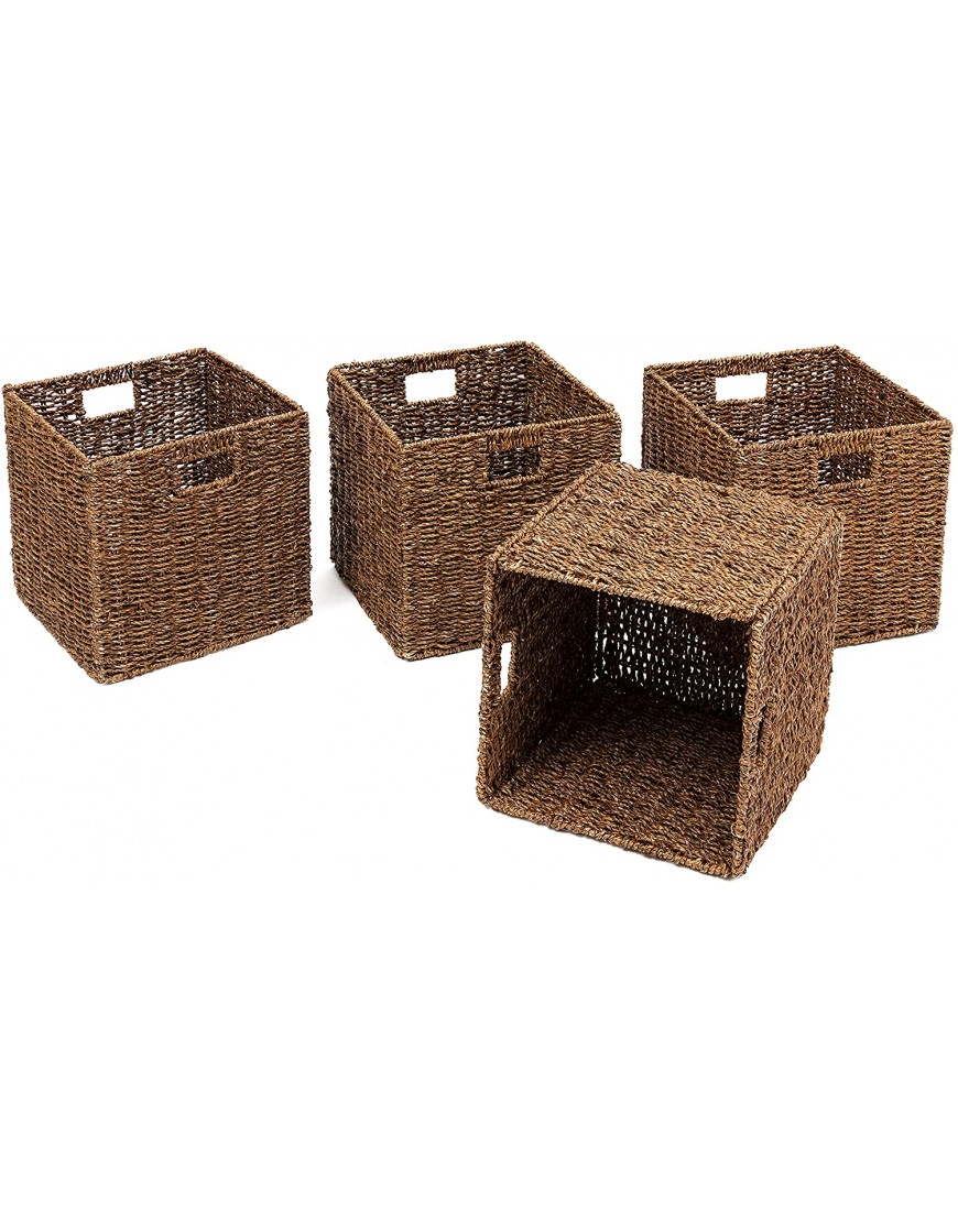 Trademark Innovations Foldable Storage Basket 12"L x 12"W x 12"H Brown 4 Pack
