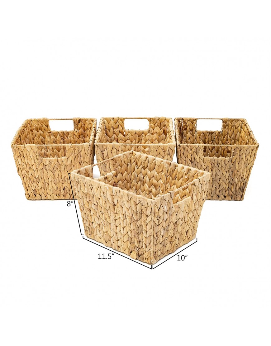 Trademark Innovations Hyacinth Storage Basket with Handles Rectangular Set of 4 11.5