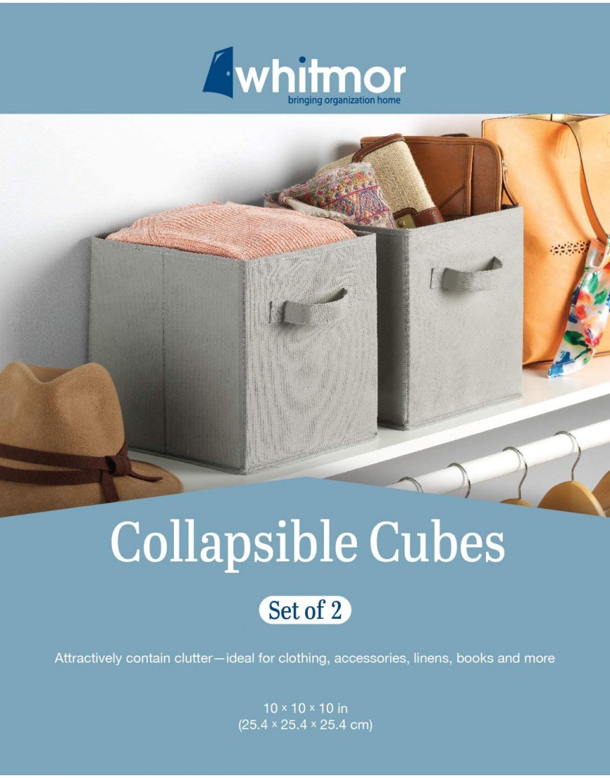 Whitmor Set of 2-10 x 10 x 10 inches-Gray Collapsible Cubes