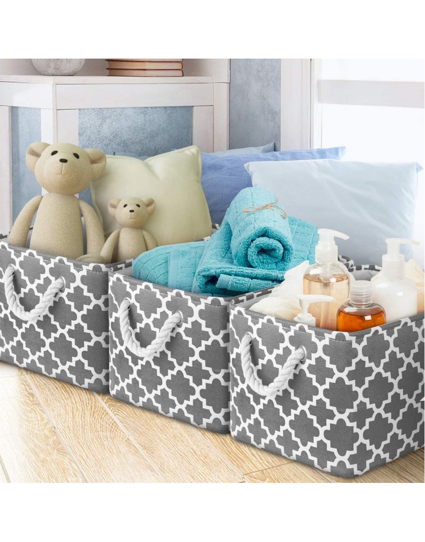 WISELIFE Storage Basket [3-Pack] Large Collapsible Storage Bins Boxes Cubes for Clothes Toys Books Perfect Storage Organizer w Handles Grey,15 x 11 x 9.5