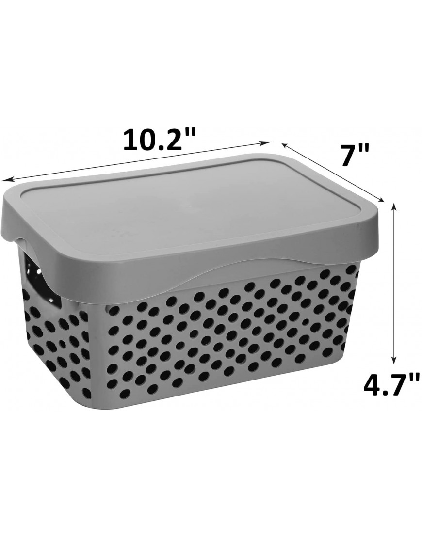 ZOOFOX Set of 4 Plastic Storage Baskets with Lid Organizing Basket Lidded Storage Bins Small Shelf Baskets for Cabinets Countertop and Office