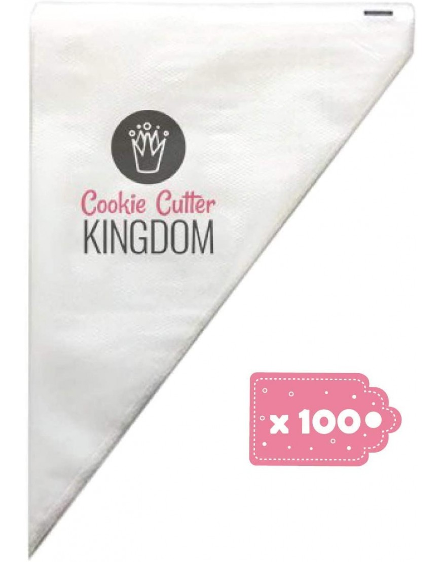 COOKIECUTTERKINGDOM Tipless Piping Bag. 100 Pieces 12 Inches in Professional Grade Thickness. Trusted by Bakers for Cookie Cupcake and Cake Decorating.