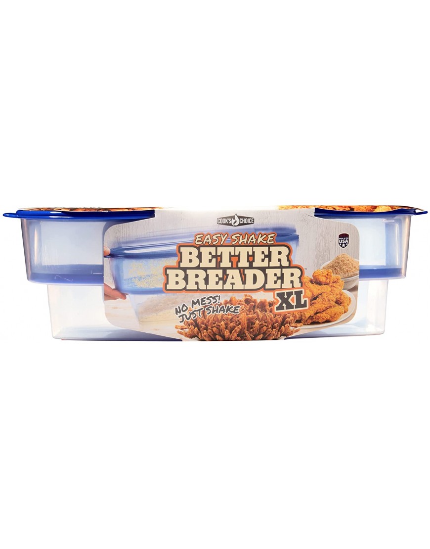 Cook's Choice Original Better Breader Batter Bowl- All-in-One Mess Free Breading Station Tray for at Home or On-the-Go Clear Blue