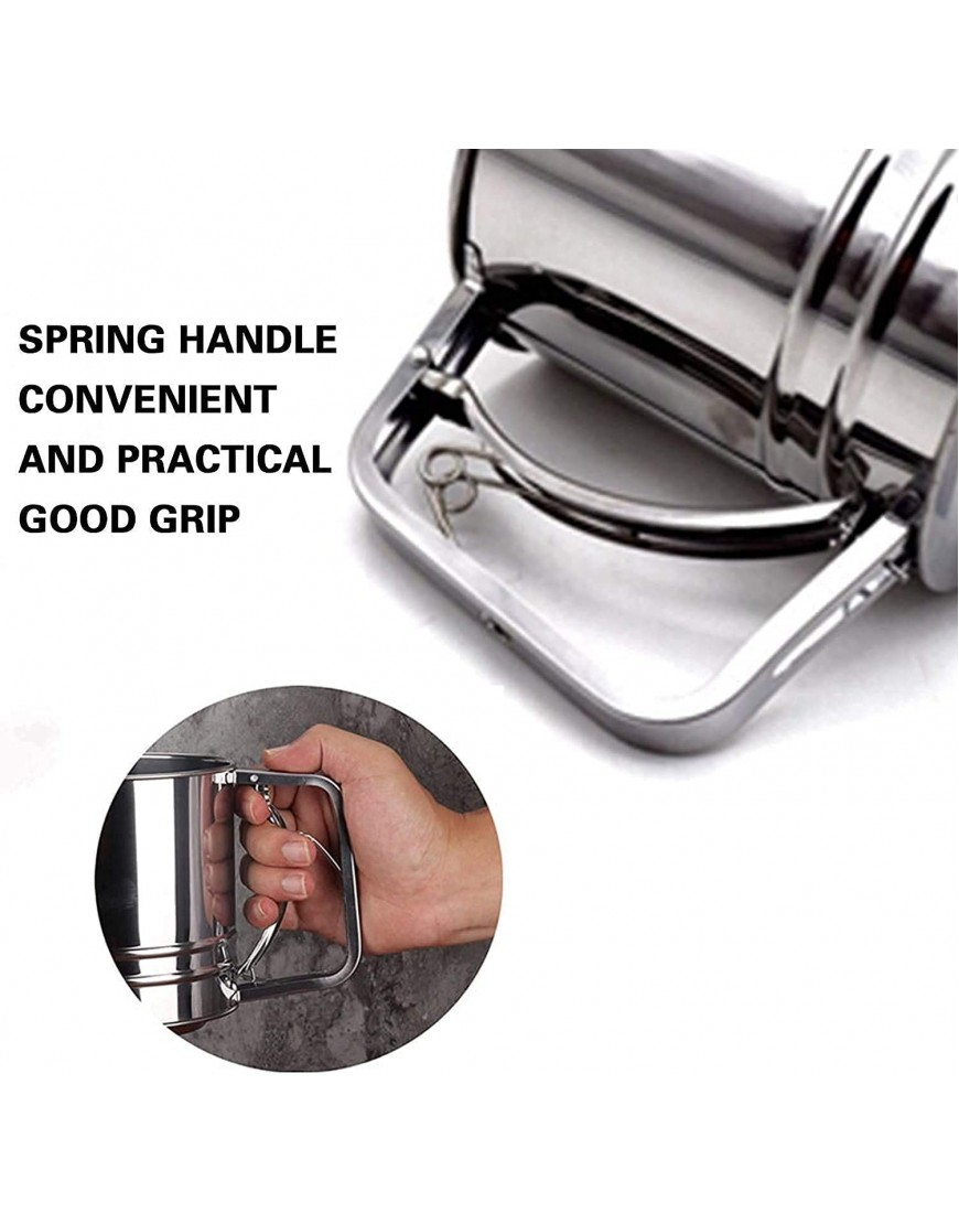 Double Layers Sieve Stainless Steel Hand-held Flour Sifter for Baking Strainer sifters for cooking with Handle flour sifter hand held Small3 Cup