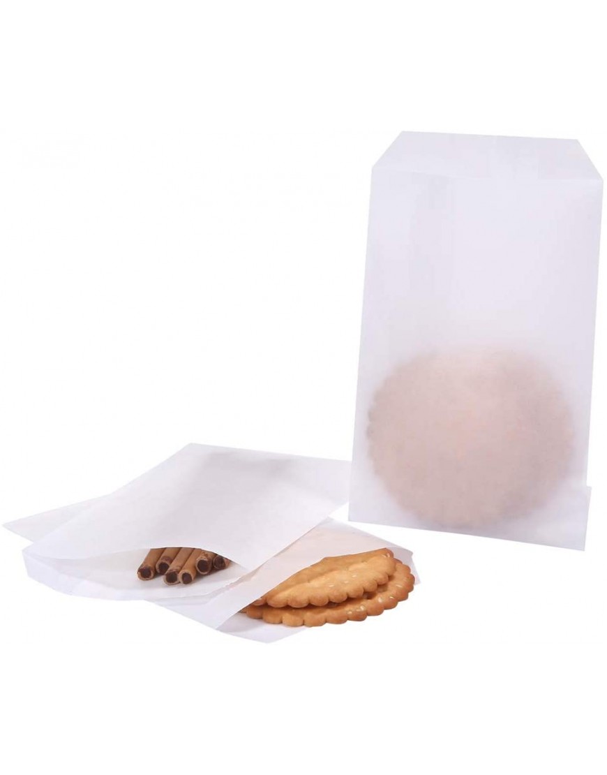 Flat Glassine Waxed Paper Treat Bags 4x6 Semi-Transparent for Bakery Cookies Candies Dessert Chocolate Party Favor Pack of 100 by Quotidian 4'' x 6''