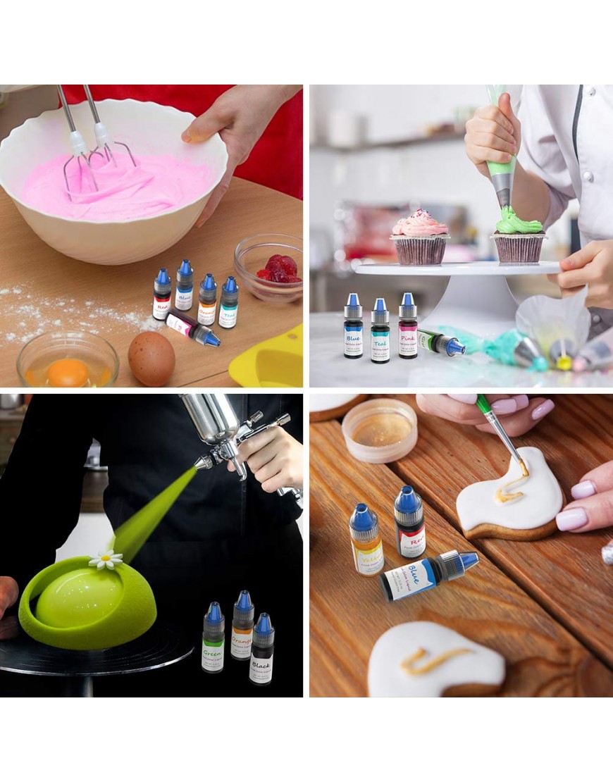 Food Coloring 10 Color Easter Egg Decorating Dye Kit Cake Coloring Decorating DaCool Edible Baking Color Concentrated Vibrant Tasteless Food Color Liquid for Cake Icing Macarons Cookie 2.5 Fl. Oz
