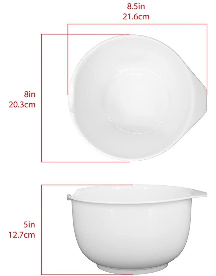 Glad Mixing Bowls with Pour Spout Set of 3 | Nesting Design Saves Space | Non-Slip BPA Free Dishwasher Safe | Kitchen Cooking and Baking Supplies White