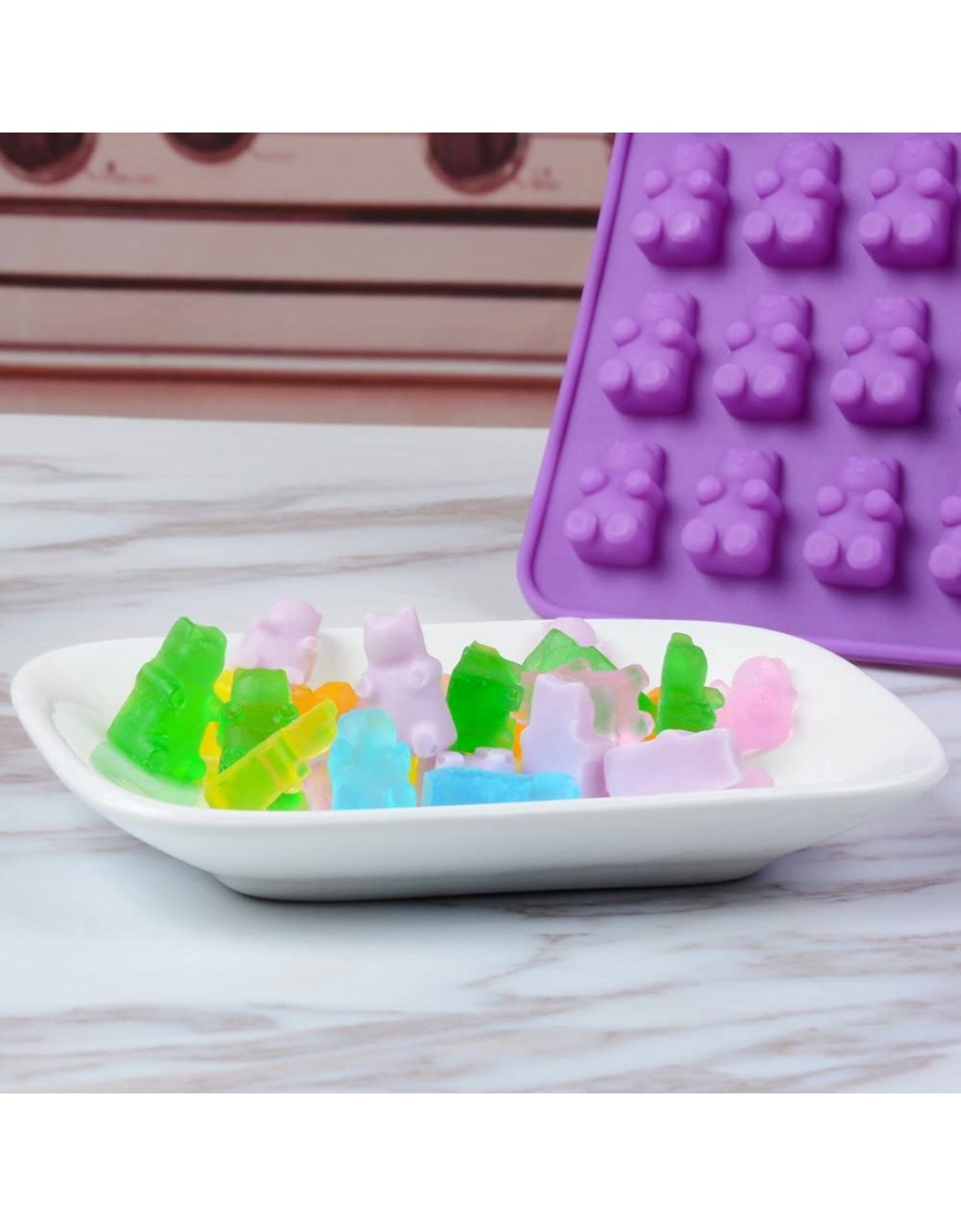 Gummy Bear Candy Molds Silicone Chocolate Gummy Molds with 2 Droppers Nonstick Food Grade Silicone Pack of 4