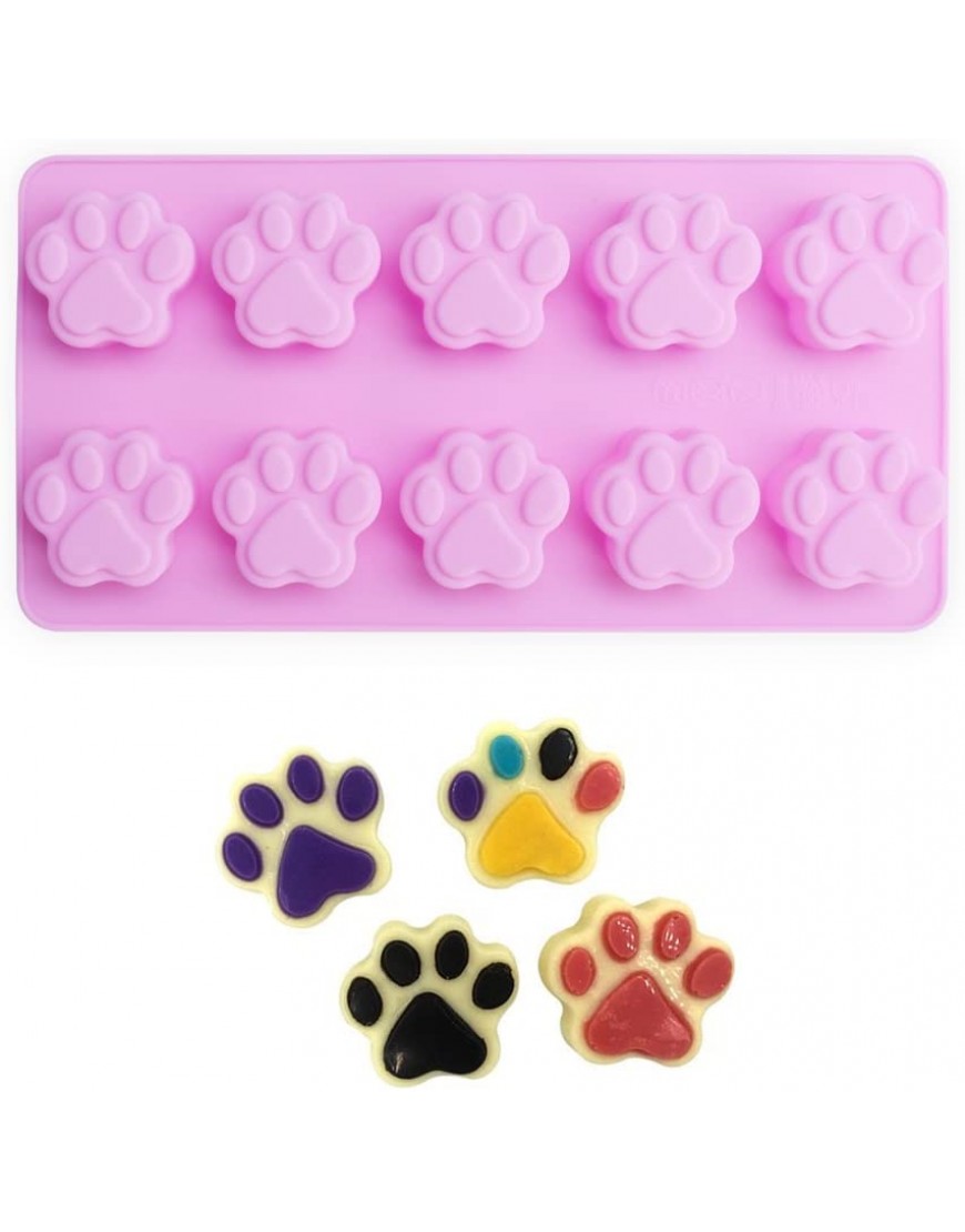 homEdge Puppy Dog Paw and Bone Silicone Molds Non-Stick Food Grade Silicone Molds for Chocolate Candy Jelly Ice Cube Dog Treats Puppy Paw Bone Set of 4PCS