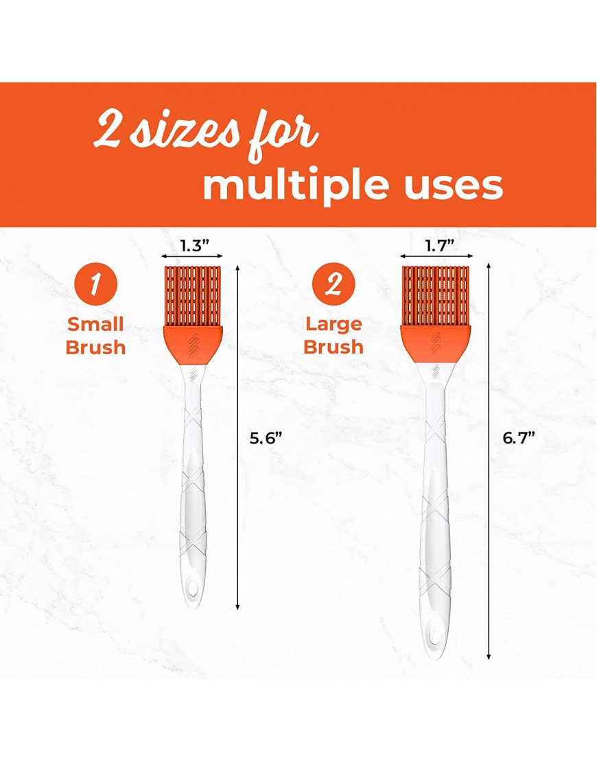 M KITCHEN WORLD Silicone Pastry Brush for Cooking 2 Pieces Rubber Basting Brush with Grid Kitchen Brushes Utensils for Food Sauce Butter Oil BBQ Spreading