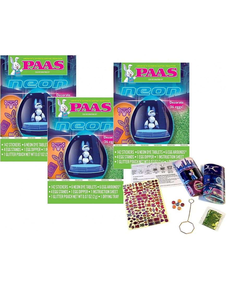 PAAS Easter Egg Coloring Kits Bundle 3 Total Neon