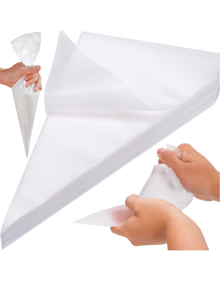 Piping Bags，FEIPUKER 100 PCS disposable Pastry Bags Cookie Cake icing bags Decorating Supplies white-100