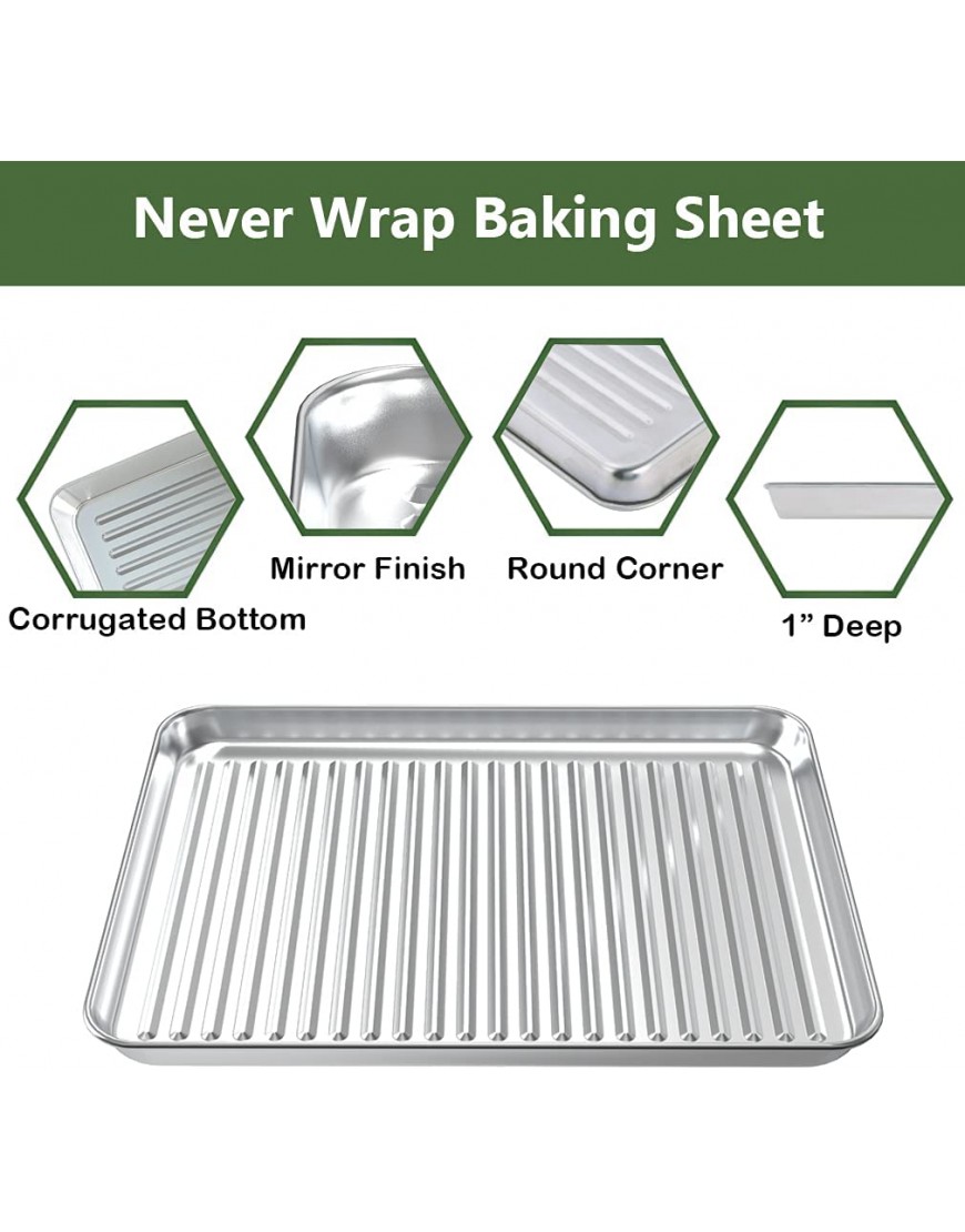 ROTTAY Baking Sheet with Rack Set 2 Pans + 2 Racks Stainless Steel Cookie Sheet with Cooling Rack Nonstick Baking Pan Warp Resistant & Heavy Duty & Rust Free Size 16 x 12 x 1 Inches