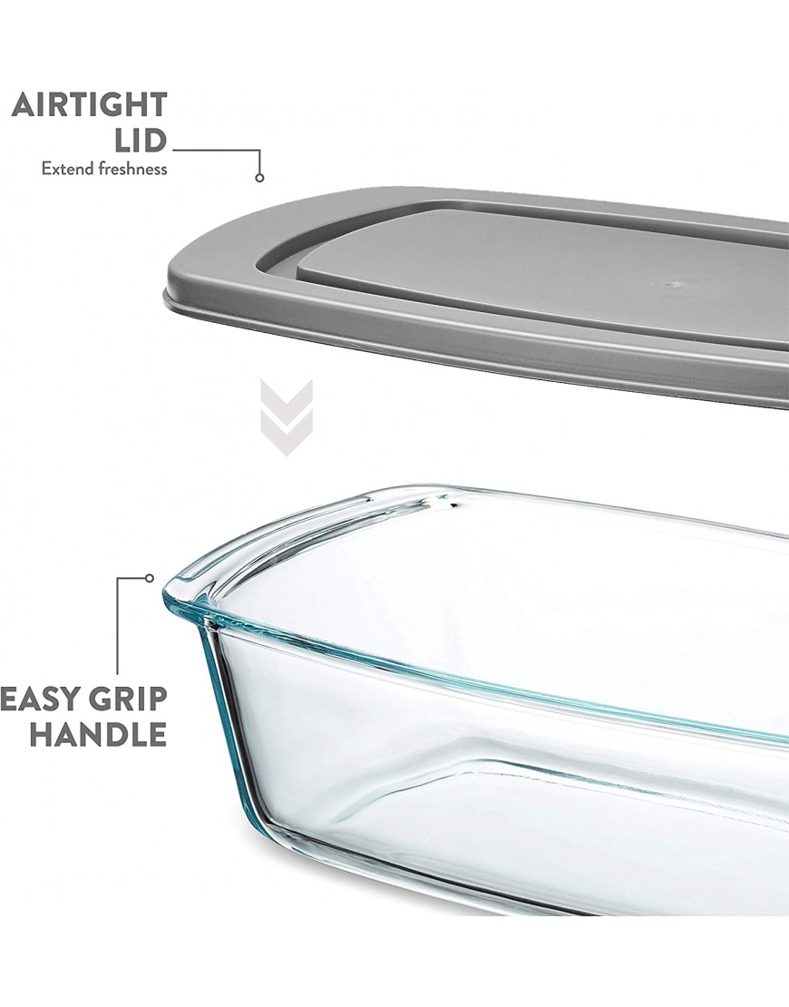 Superior Glass Loaf Pan With Cover 2-Piece Meatloaf Pan With BPA-free Airtight Lids Grip Handles for Easy Carry from Hot Oven To Table Loaf Pans For Baking Bread Cakes Pasta.