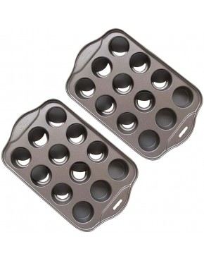 Tosnail 2 Pack 12 Cavity Mini Cheesecake Pan with Removable Bottom