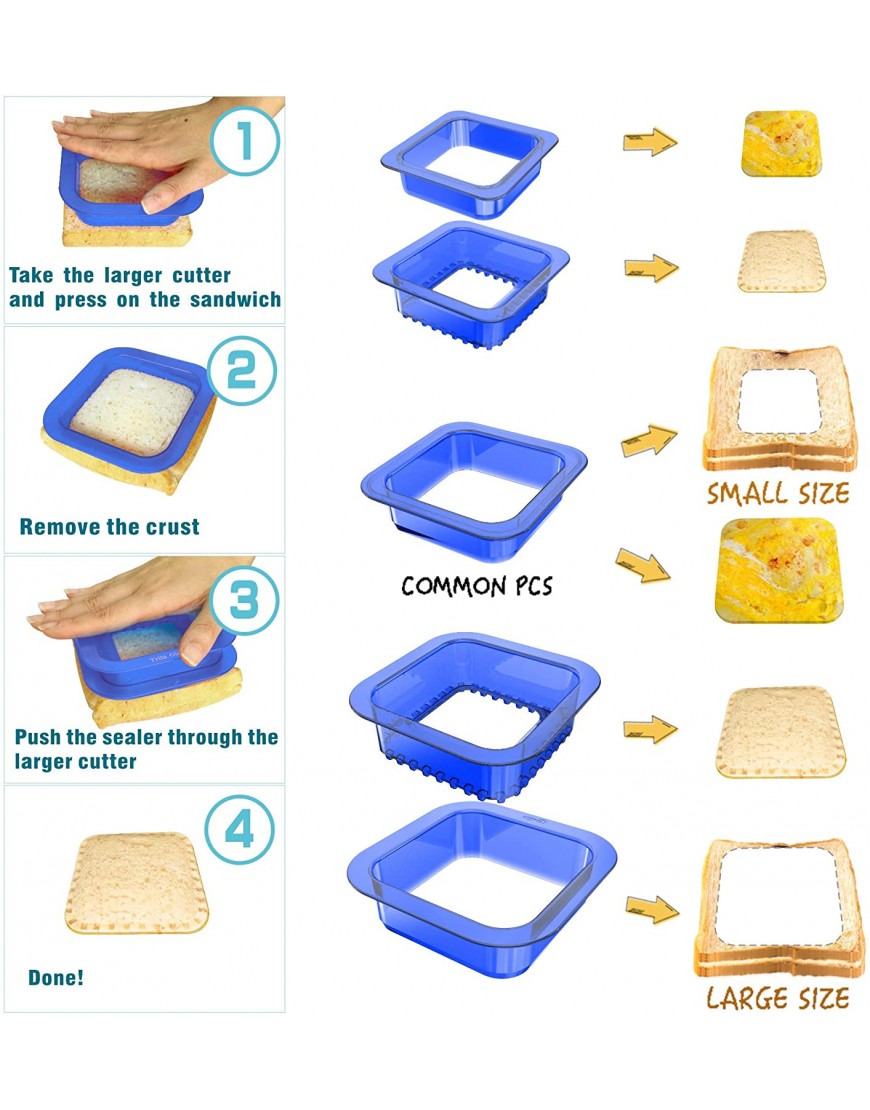 Tribe Glare Uncrustables Sandwich Maker Sandwich Cutter for Kids Sandwich Cutter and Sealer Have a Lovely Lunch Lunchable Box and Bento Box of Childrens Boys Girls Blue-sq