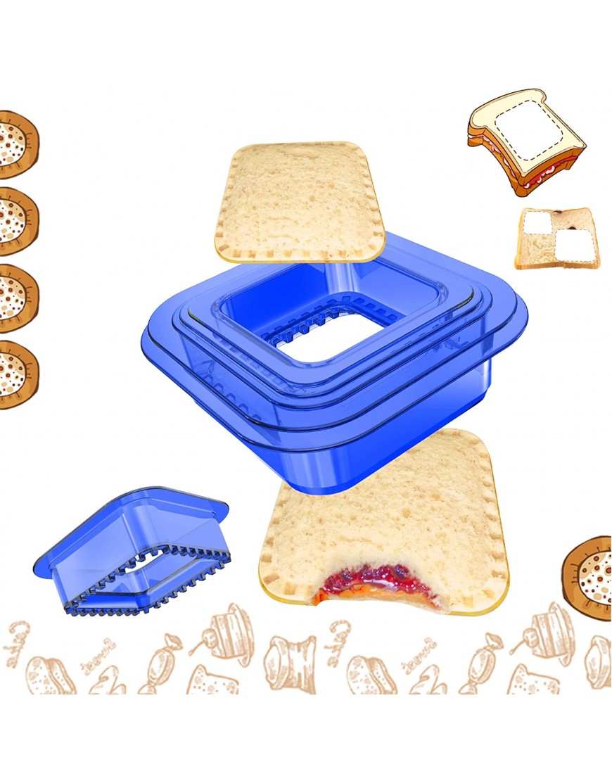 Tribe Glare Uncrustables Sandwich Maker Sandwich Cutter for Kids Sandwich Cutter and Sealer Have a Lovely Lunch Lunchable Box and Bento Box of Childrens Boys Girls Blue-sq