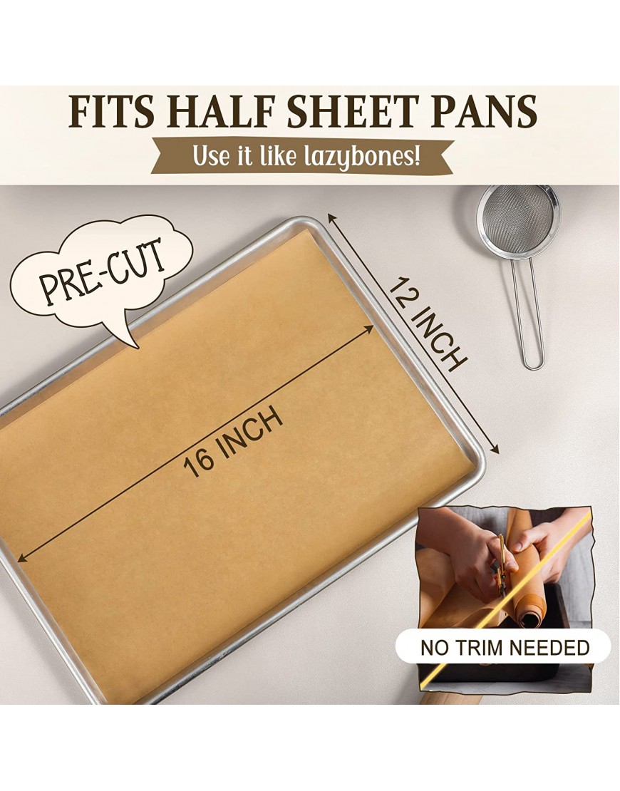VITEVER Parchment Paper Sheets Unbleached Parchment Baking Sheets Precut Parchment Paper 12 x 16 IN Non-Stick Parchment Paper for Baking Grilling Air Fryer Steaming Bread Cake Cookie 50 Count