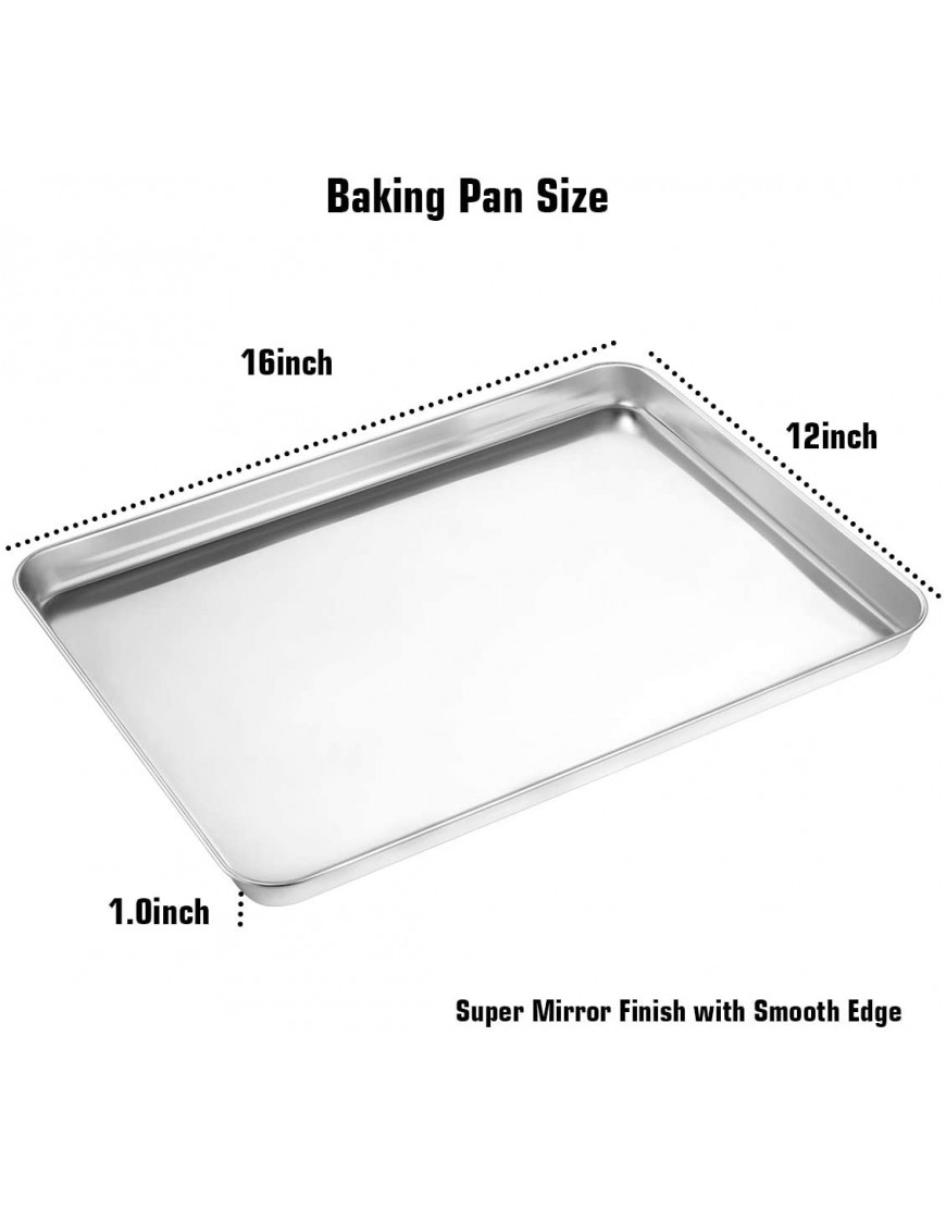 Wildone Baking Sheet & Rack Set [2 Sheets + 2 Racks] Stainless Steel Cookie Pan with Cooling Rack Size 16 x 12 x 1 Inch Non Toxic & Heavy Duty & Easy Clean