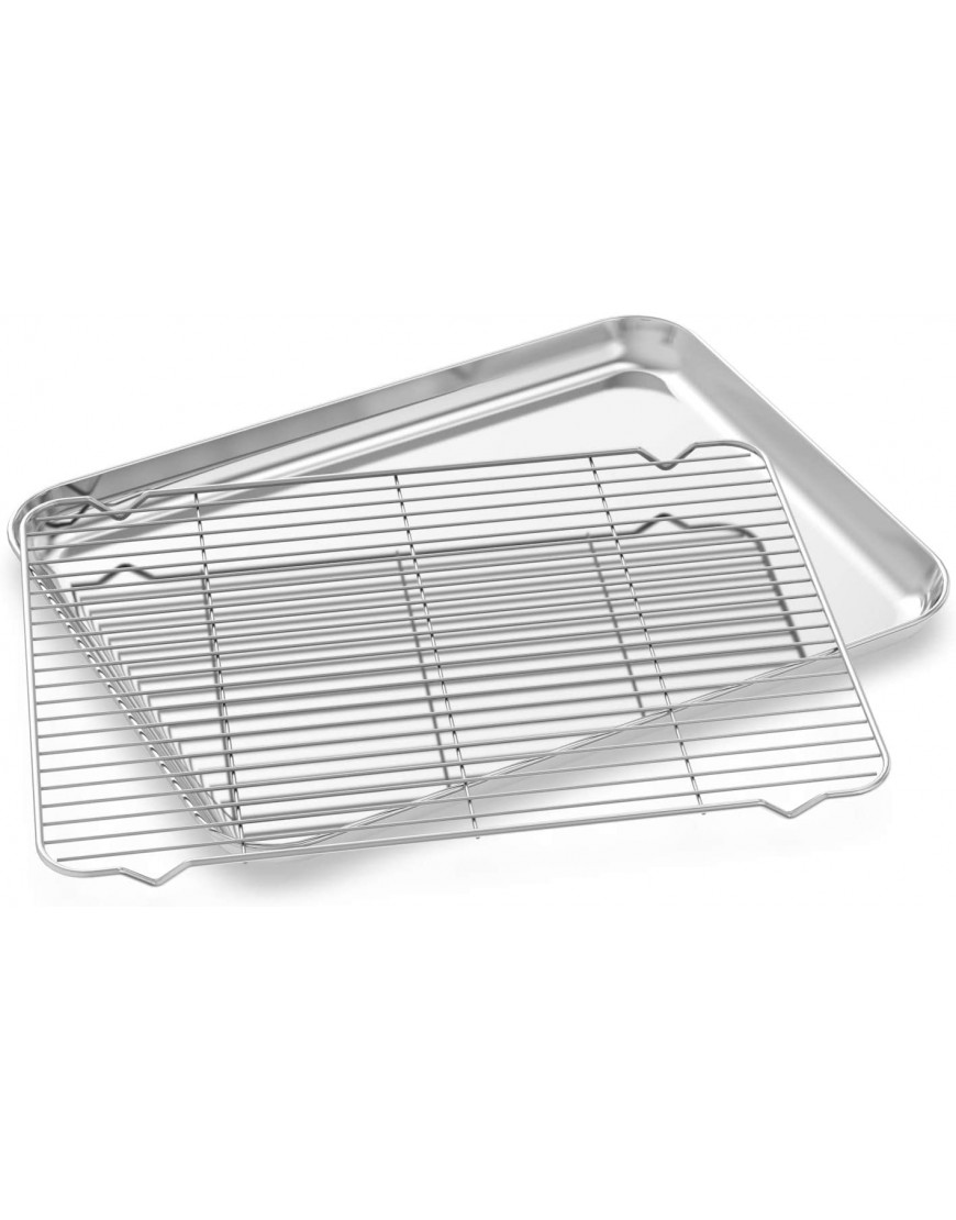 Wildone Baking Sheet with Rack Set 3 Pans + 3 Racks Stainless Steel Baking Pan Cookie Sheet with Cooling Rack Non Toxic & Heavy Duty & Easy Clean