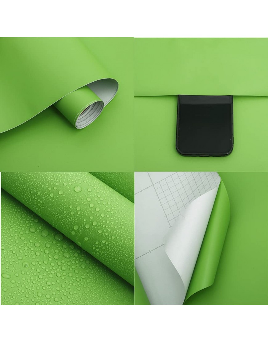15.7''×118''Solid Green Wallpaper Peel And Stick Green Contact Paper Light Green Self-Adhesive Wallpaper Removable Waterproof Wallpaper For Natural Bedroom Dorm Shelf Liner Countertop Cabinet Wardrobe