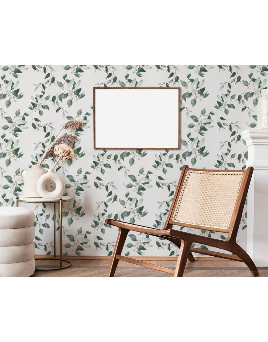 17.7X197 Green Leaves Peel and Stick Wallpaper Modern Self Adhesive Wallpaper Floral Contact Paper Removable Wallpaper Peel and Stick Green Boho Decor Wallpaper for Room Wall Vinyl