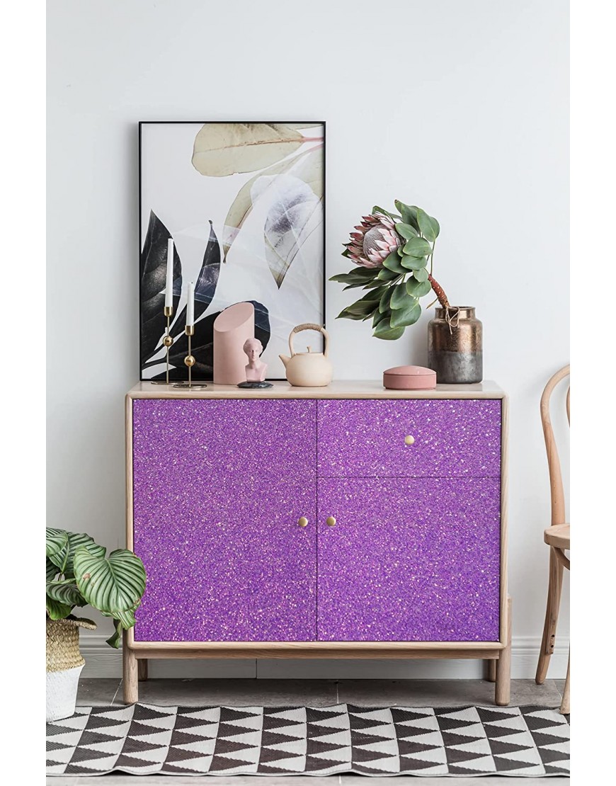 17.7x393.7Glitter Purple Wallpaper Glitter Peel and Stick Wallpaper Purple Contact Paper Glitter Purple Self Adhesive Wallpaper Removable Fun Contact Paper for Cabinet DIY Christmas Decoration