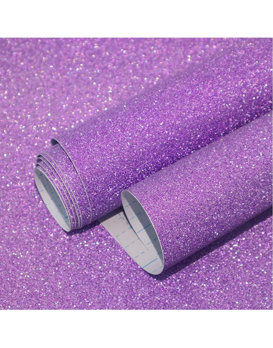 17.7"x393.7"Glitter Purple Wallpaper Glitter Peel and Stick Wallpaper Purple Contact Paper Glitter Purple Self Adhesive Wallpaper Removable Fun Contact Paper for Cabinet DIY Christmas Decoration