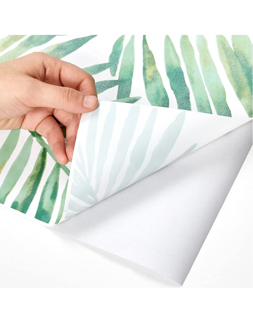 17.8 X 120Peel and Stick Self-Adhesive Removable Wallpaper Decorative Wall Covering Green Palm Leaf Easy to Clean for Home Decoration and Furniture Renovation Wall Paper