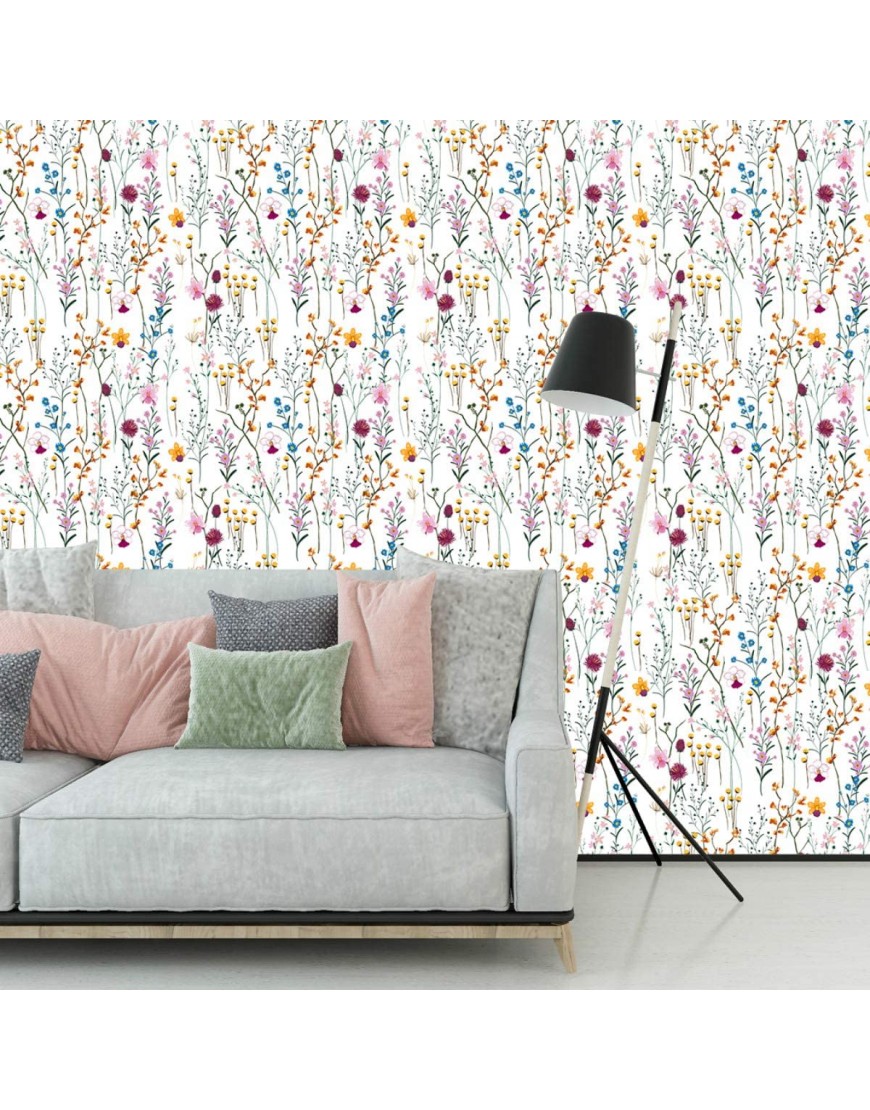 Belzesso Modern Floral Peel and Stick Wallpaper Self-Adhesive Removable Wall Decor for Home Bedroom Walls Doors Cabinets 118.11in Length x 17.7in Width