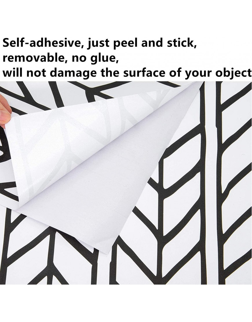 Black and White Wallpaper Peel and Stick Wallpaper 17.7 x 118 Self-Adhesive Modern Stripe Contact Paper Geometric Herringbone Update Vinyl Decorative Wallpaper