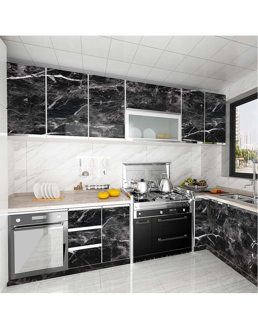 Black Marble Paper Granite Wallpaper 11.8 X 78.7 Peel and Stick Countertop Contact Paper Self Adhesive Waterproof Thickening for Kitchen Bathroom and Furniture