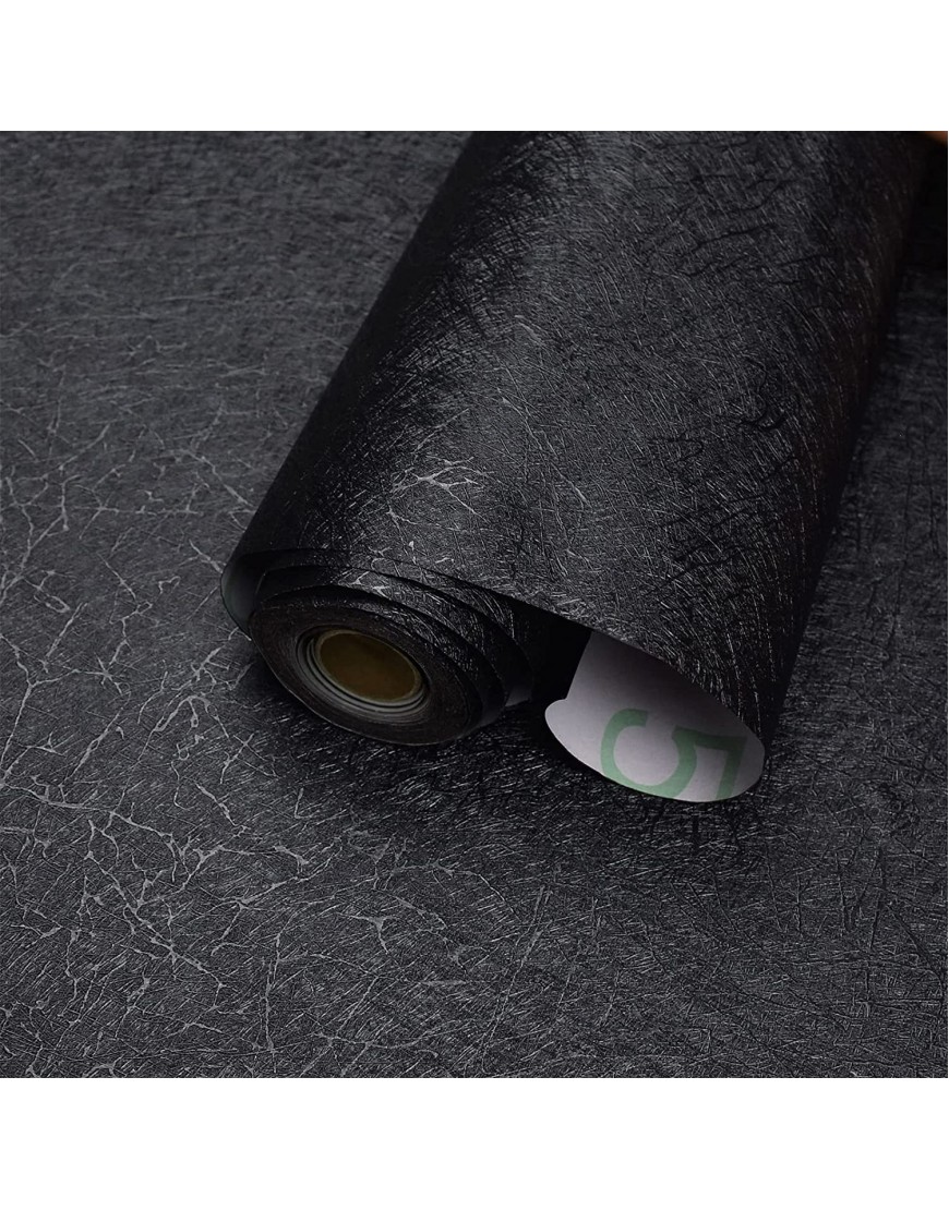 Black Peel and Stick Wallpaper Silk Embossed Self Adhesive Removable Wallpaper Black Wallpaper Stick and Peel Black Papel Tapiz Black Paper Shelf Liner Vinyl Film 17.7”×393”