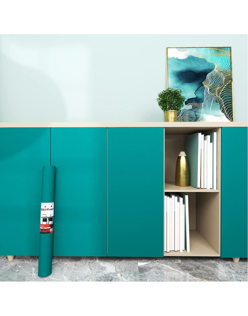 Decotalk Green Peel and Stick Wallpaper for Cabinets Contact Paper Green Wallpaper Removable Contact Paper Self Adhesive Wallpaper Roll Teal Green Wallpaper Solid Color Vinyl Wallpaper Modern 12x120