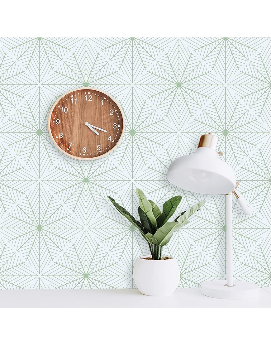 GloryTik 17.7inx393.7in Green Stripes Wallpaper Peel and Stick Removable Wallpaper for Bedroom Geometric Trellis Contact Paper Self Adhesive Thicken Wallpaper Decorative for Cabinets Easy to Apply