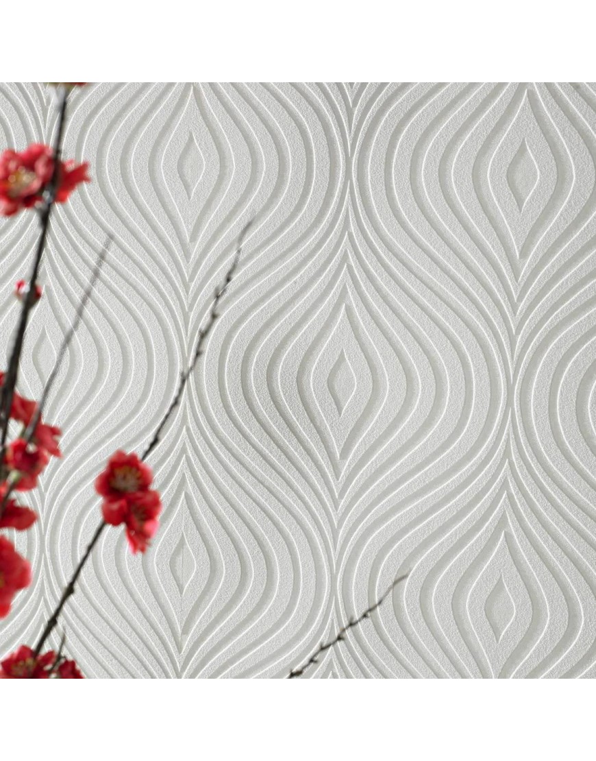 Graham and Brown 17583 Curvy White Paintable Wallpaper