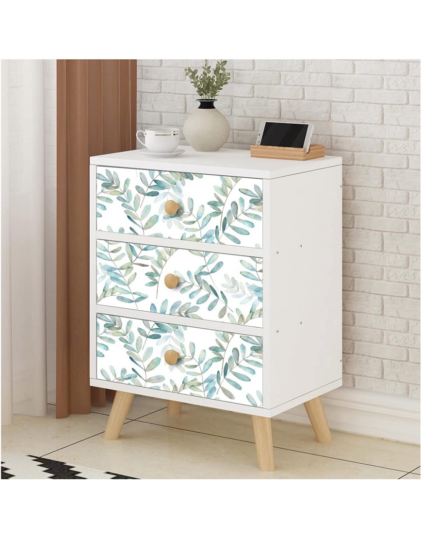 HaokHome 93149 Boho Peel and Stick Wallpaper Eucalyptus Branch White Green Blue Removable Stick on Home Decor 17.7in x 118in