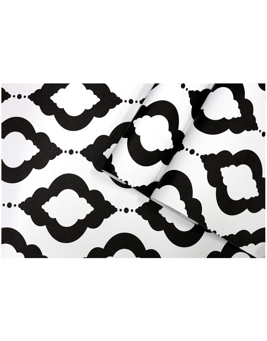 HaokHome 96026-1 Peel and Stick Wallpaper Removable Black White Trellies Mural Home Wall Decor 17.7in x 9.8ft